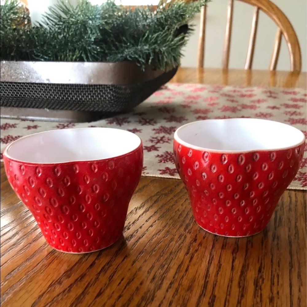 Vintage Strawberry milk glass bowls